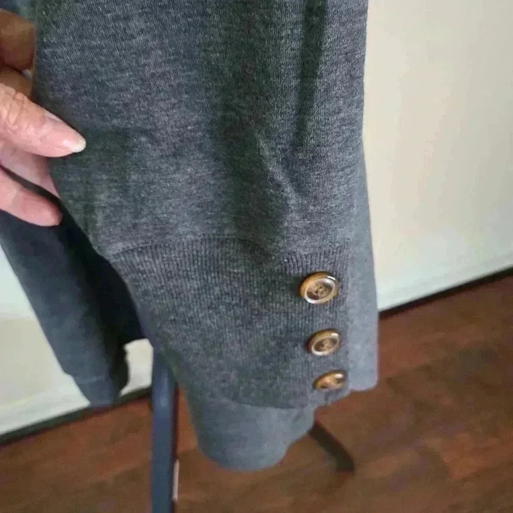 SWEATSHIRT PROJECT GRAY BUTTONED SLEEVES SIZE 1X - Picture 13 of 13